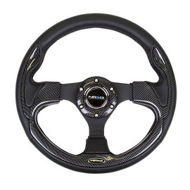 NRG Innovations NRG-RST-001CBL Reinforced Steering Wheel- 320mm Sport Steering Wheel with Carbon Fiber Look Trim