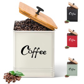 LUKMILEE Airtight Coffee Canister-Coffee Container, Airtight 40 oz Large Iron Beige Storage Container for Coffee Grounds, Beans, Pods & More,Coffee Bar Accessories & Gifts