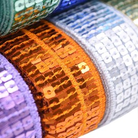 Lauthen.S 20 Yards Paillette Sequins Trim,4 Row 1 inch Sequins Ribbon Sewing Trim for DIY Craft Clothing Dress Sewing Embellishment Gold