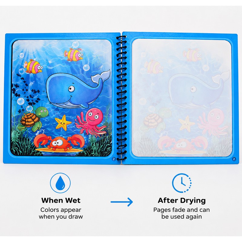 Reusable Water Drawing Book for Kids – Mess-Free Magic Coloring