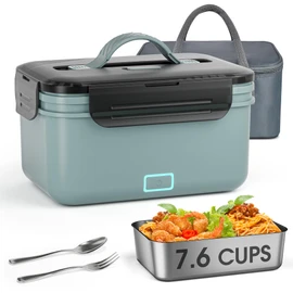 WisaKey 41oz Electric Lunch Box Food Warmer – 100W Leakproof Portable Heated Lunch Container for Office, Car, Truck, Camping, 12V/24V/110V/220V Meal Prep Heater, Driver Trucker Gift For Women Men