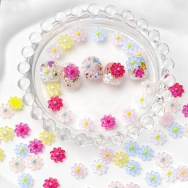 70Pcs Cute Daisy Flower Nail Charms 3D Resin Spring Sunflower Art Supplies for Acrylic Nails Design Nail Gems and Jewelry for Women DIY Manicure Decoration Accessories