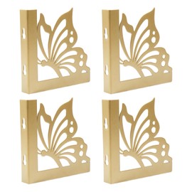 GLOBLELAND 4 Stück Gold Schelfbrackets 4,6 Zoll Eisen Schmetterling Dekorationsschelfbrackets Heavy Duty Antik Metall Floating Storage für Wand Küchenzimmer Dekorationsregal Schelfen