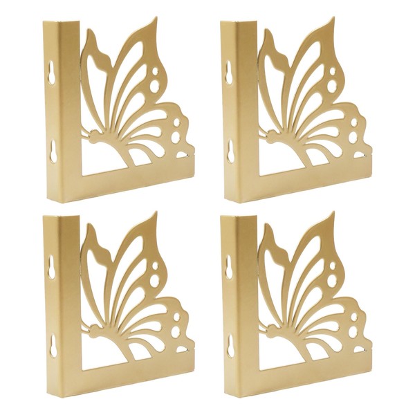 GLOBLELAND 4 Stück Gold Schelfbrackets 4,6 Zoll Eisen Schmetterling Dekorationsschelfbrackets