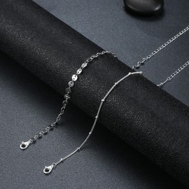 Krfy Bracelet 925 Silver Women's Clasp Charm Bracelet 14 Carat White Gold Bracelet Women's Silver Solid Diamond Cut Bracelet Women's Silver Adjustable Silver Bracelet Women, Silver