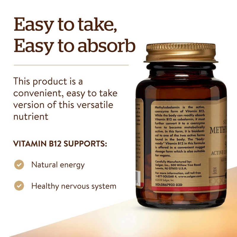 Solgar Methylcobalamin (Vitamin B12) 5000 mcg, 60 Nuggets - Cherry