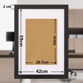 A4 Frame Wooden A4 Photo Frames with A5 Mount, A4 Picture Frames with Stand Tabletop or Wall Hanging, A4 Black Frame Poster Frame with Plexiglass Window, Black