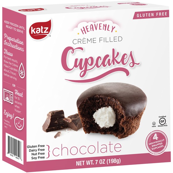 Katz Gluten Free Chocolate Crème Filled Cupcakes | Dairy Free, Nut Free, Soy Free, Gluten Free | Kosher (3 Packs of 4 Crème Cupcakes, 7 Ounce Each)
