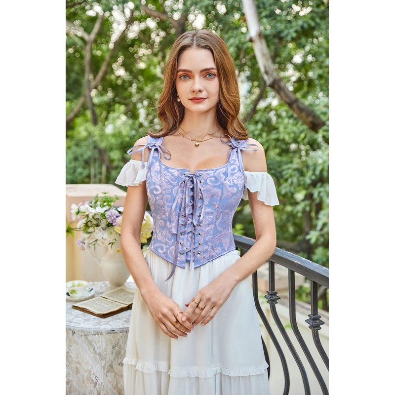 SCARLET DARKNESS Women's Steampunk Corset Vest Plain Lace-Up Medieval Bodice,