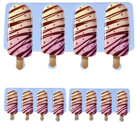 Ice Lolly Moulds, DIY Ice Lolly Moulds, 12 Ice Lolly Moulds, Reusable, Pack of 100 Wooden Sticks