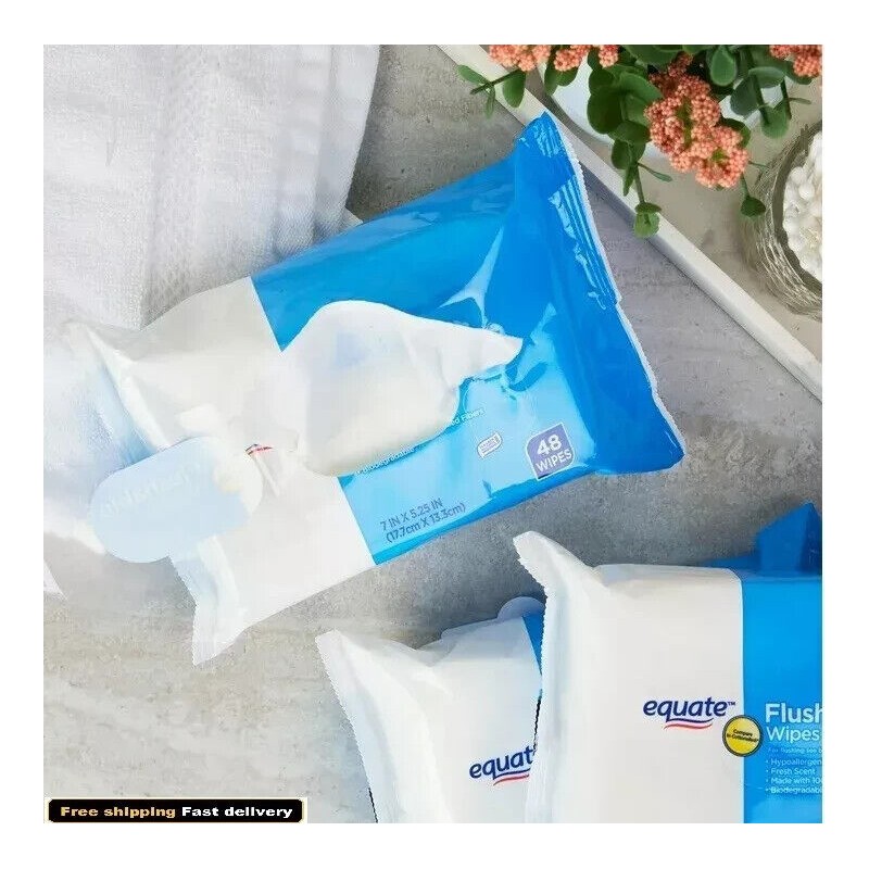 Equate Flushable Wipes, Fresh Scent, 5 packs of 48 wipes,