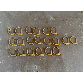 Unbranded Set of Vintage Patina Brass Earwire Hooks w/ Hoop - A-1