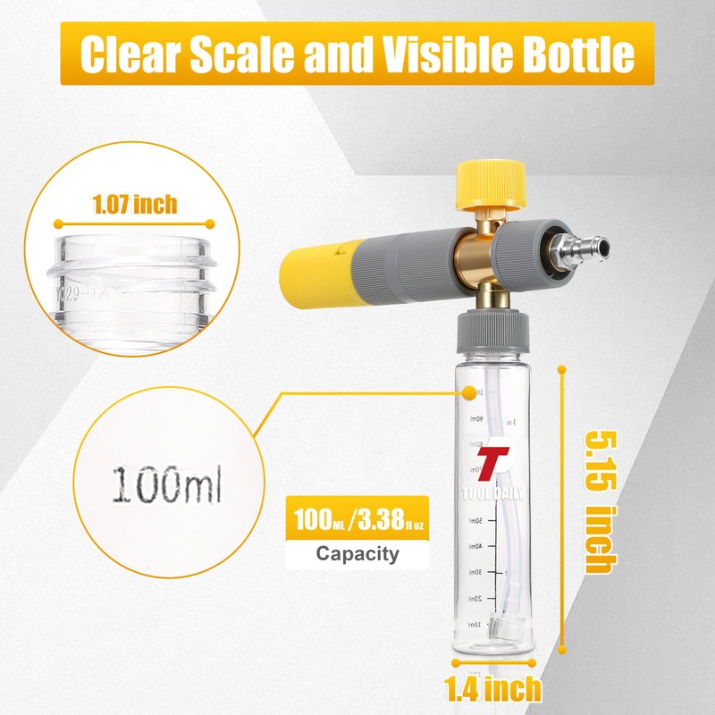 Tool Daily Foam Cannon Dual Connector, Mini Foam Cannon for