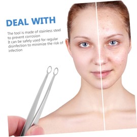 Beavorty 3pcs Stainless Steel Pimple Tweezers Smooth Jaws for Safe Removal Clip Tool for Facial Care for Blackheads and