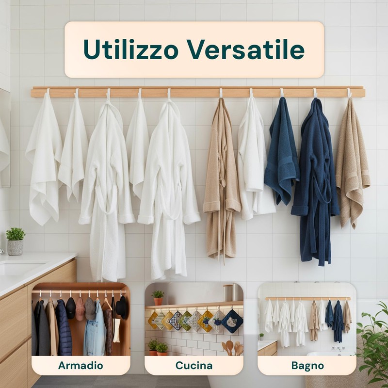 Avilia - Set 10 Ganci Bianchi Appendiabiti Scaldasalviette Universali in