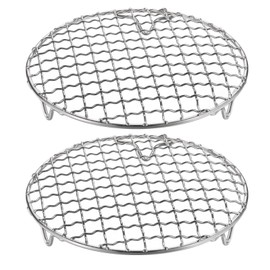 sourcing map 2pcs Round Cooking Rack 6.5-inch 201 Stainless Steel Cross Wire Barbecue Grill Net with 20mm Legs for Cooking Baking Steaming BBQ