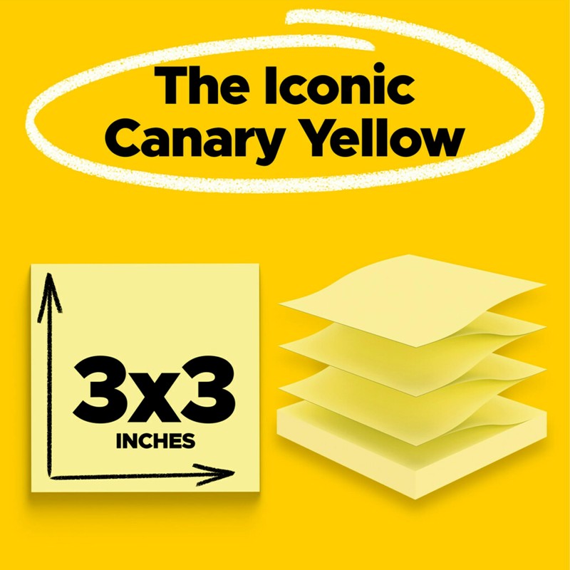 Post-it Dispenser Pop-up Notes, 3x3 in, 24 Pads, Canary Yellow,
