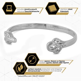 Akitsune Ferus Bangle | Bracelet Womens Mens Stainless Steel Bracelet Cuff Bracelet Fox Minimalist Silver 65mm Diameter