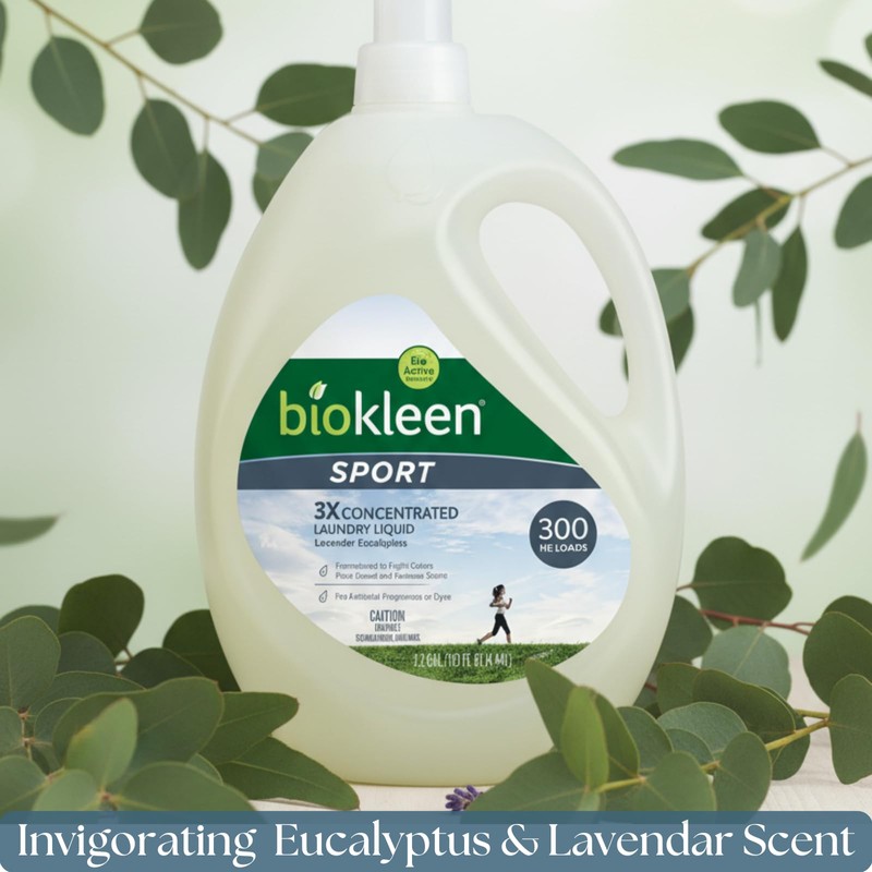 Biokleen Natural Sport 3X Concentrated Laundry Detergent, 300 Loads, Bio