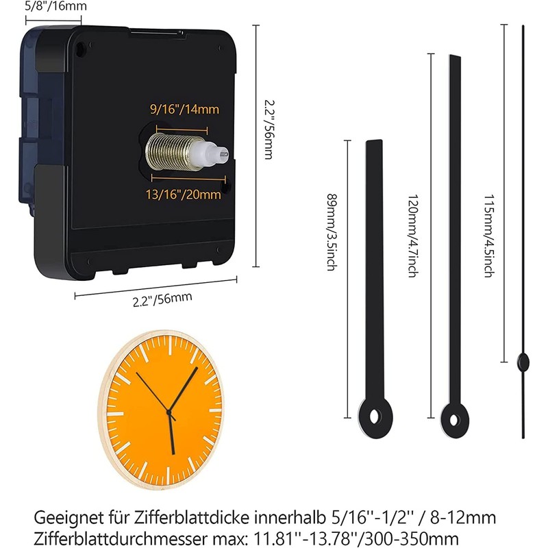 zhibeisai Silent Quartz Clock Mechanism Kit, Long Shaft Wall Clock