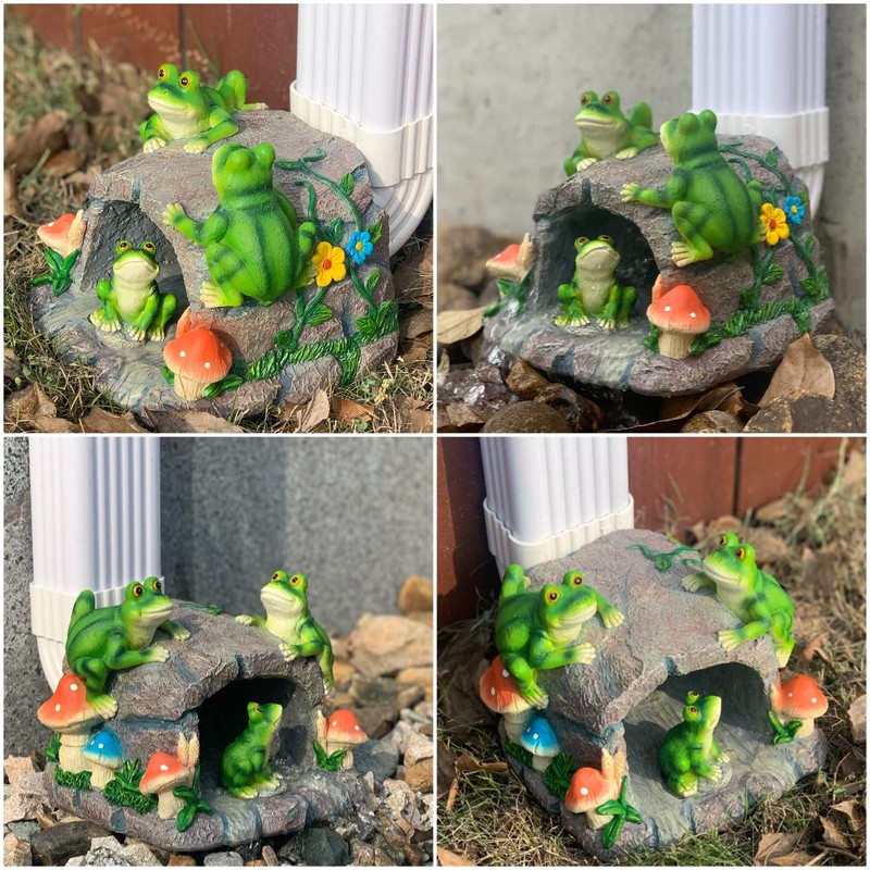 Gutter Downspout Extension Decorative Statue, Frog Statues 3”×4” Gutter Downspout