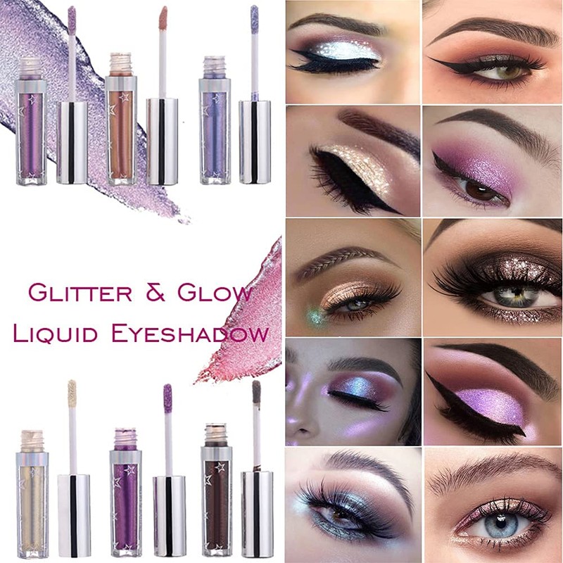 Lucoss Liquid Eyeshadow Glitter Eyeshadow Makeup Durable Shiny Glitter Waterproof