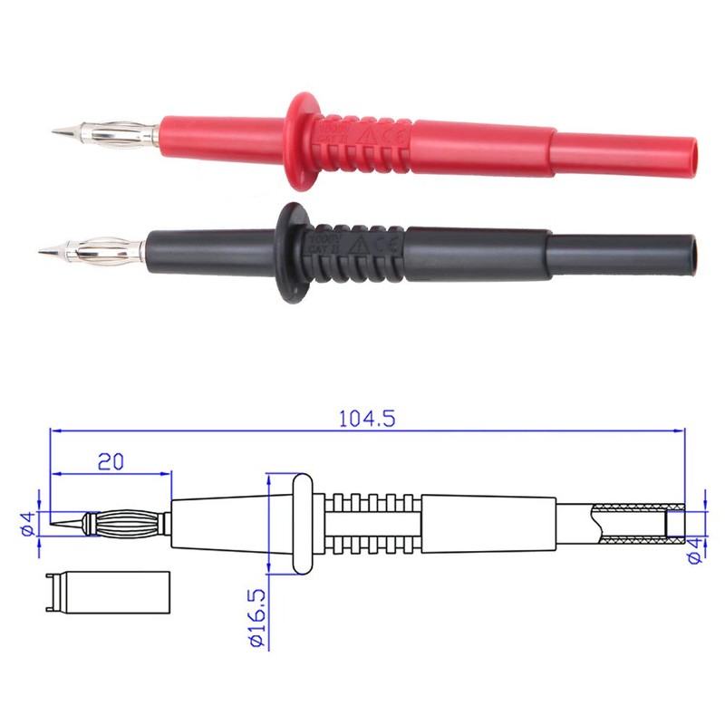 Multimeter Test Lead Set, Banana Test Tip, Wear-Resistant, Nickel Plated,