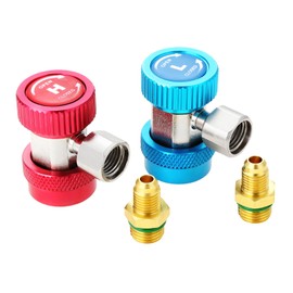 SURIEEN Adjustable R134A Quick Coupling Fittings, High Low Connector, AC R134A Adapter, 1/4" SAE HVAC Fittings, HVAC Freon Manifold Gauge Hose Connector Kit