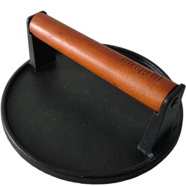 Firsgrill Cast Iron Grill Presses with Wood Handle (Round w Flat Bottom)