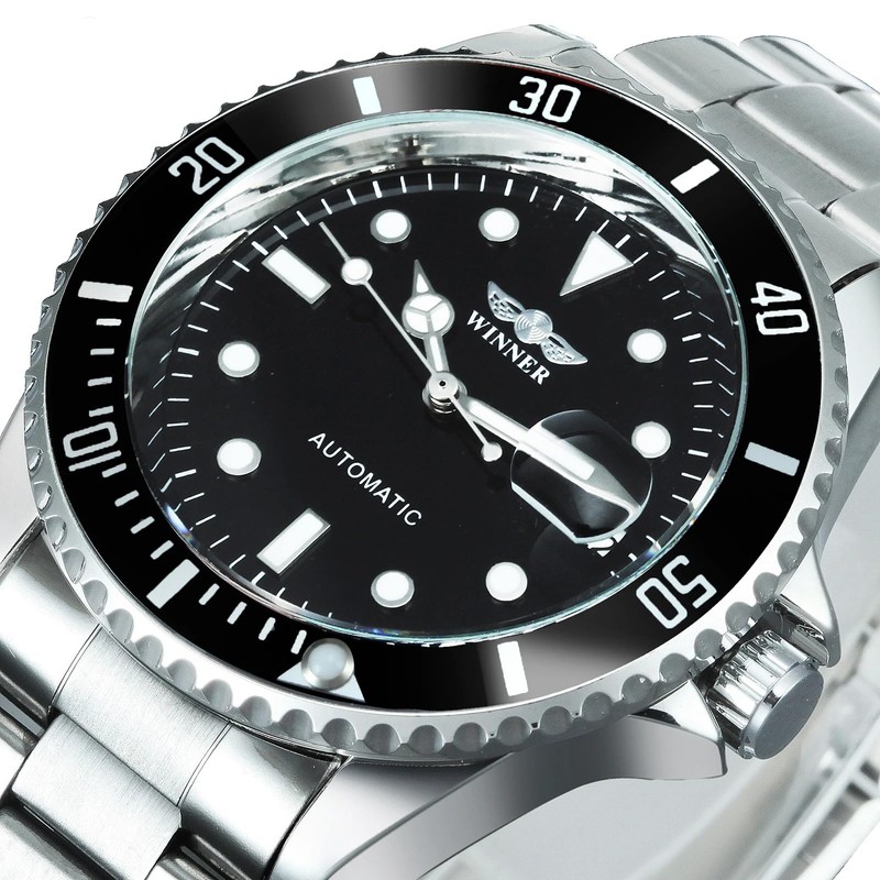 Men Automatic Mechanical Watches Winner Luxury Brand Full Steel Waterproof