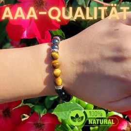 ARMONY PARIS Chakra Bracelet Real Stones Gemstone Bracelet Chakra Bracelet Yoga with Tiger's Eye Tourmaline for Men and Women, Gemstone, Tiger's Eye