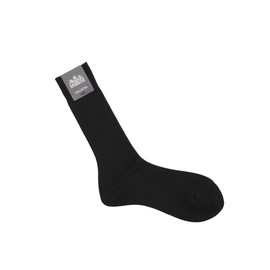 Harrison Egyptian Cotton Wide Rib Socks, Black
