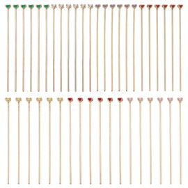 PH PandaHall 7 Colors Head Pins for Jewelry Making, 42pcs Diamond Jewelry Pins 4.7cm Light Gold Brass Headpins Ball Headpins with Cubic Zirconia for Earring Hairpin Pendant DIY Crafts, 1mm/18 Gauge