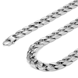 Urban Jewelry Men's Powerful Stainless Steel Chain Necklace Ultra Thick Wide (Silver,11 mm width, 19 Inches Long)