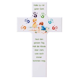 Fritz Cox - Kinder- Holzkreuz: 'Gott beschütze Mich' (weiß, 15 cm)