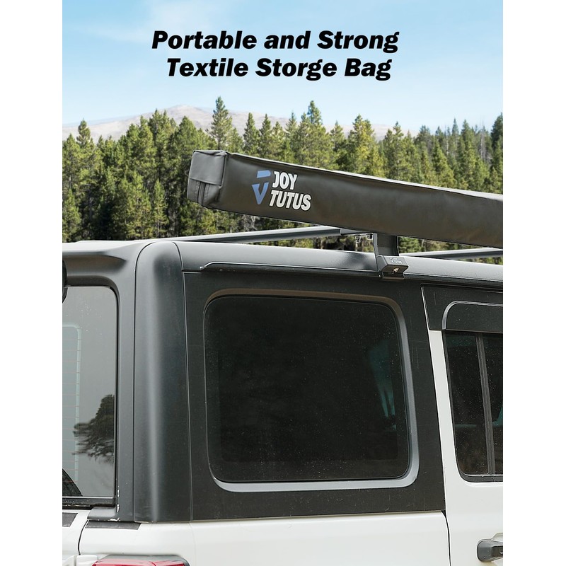 JOYTUTUS Vehicle Awning 4.6'x6.6' Roof Rack Pull-Out Sun Shade UV50+,
