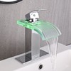 AVSIILE LED Bathroom Sink Faucet, Chrome Waterfall Single Hole Handle