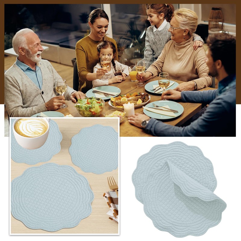 BALAPET Quilted Placemats Set of 6, 100% Cotton 14" Table