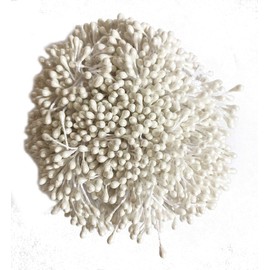 Artfen 1800 Pcs 1.5mm Mini Pearl Double Heads Flower Stamen Pistil Handmade Artificial Flowers Wedding Party Home Decoration DIY Christmas Scrapbook Accessories White