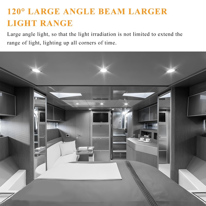 JUSTTOP 6PCS 12 Volt LED Puck Light, RV Recessed Mount