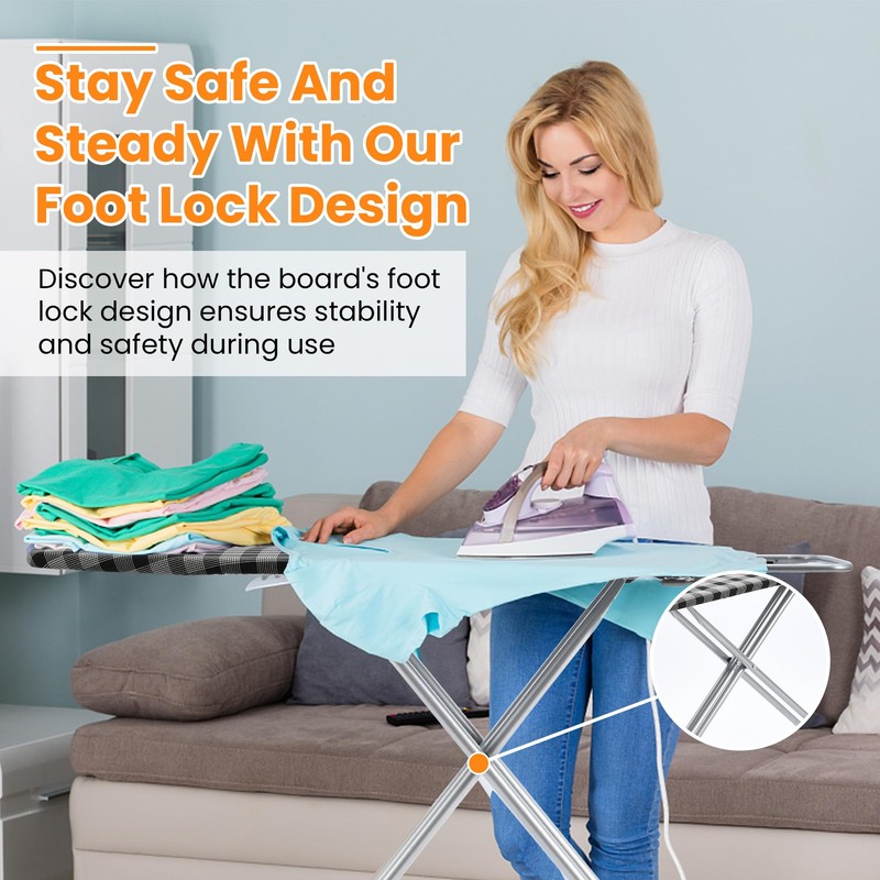 Jakeefud Ironing Board 13" X 43" W/Extra Thick Heavy Duty