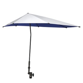 Prospo Adjustable Beach Umbrella with Universal Clamp, Portable UPF 50+ UV Protection Umbrella for Chair, Wheelchair, Golf Cart, Stroller, Bleacher, Patio