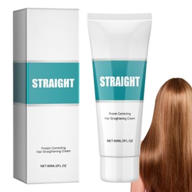 Hair Straightening Cream, Protein Hair Trea/tment Hair Smoothing Cream, Hair Styling Cr/eam for Anti Frizz, Moisturising Straightening Cr/eam for Dry Damaged Split Ends & Frizzy Hair, 2FL.OZ