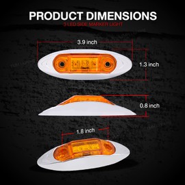 TMH 10 Pcs 2.5 Inch Amber Mini Sealed Side Marker Light Chrome Bezel 3 LED for Heavy Duty Truck Trailer Caravan ATV Waterproof Bulbs 12V DC QR12