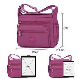 Women Multi Pocket Crossbody Bag Nylon Waterproof Casual Travel Shoulder Handbag Messenger Bag(Dark Blue)