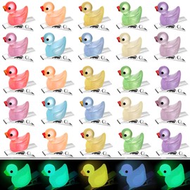Mini Duck Hair Clips - Glow in the Dark Hair Accessories, Festival Rave Trinkets for Women, Creative Cartoon Hairpins, Gift Set of 30