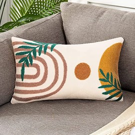 Merrycolor Boho Throw Pillows 12x20 Inches,Soft Mid Century Modern Pillowcase Lumbar, Aesthetic Decorative Throw Pillows for Couch Bed Sofa Bedroom,1 Pcs