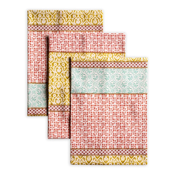 Maison d' Hermine Provence 100% Cotton Set of 3 Multi-Purpose Kitchen Towels Soft, Absorbent Tea Towels Bar Towels Spring / Summer (50 cm x 70 cm)