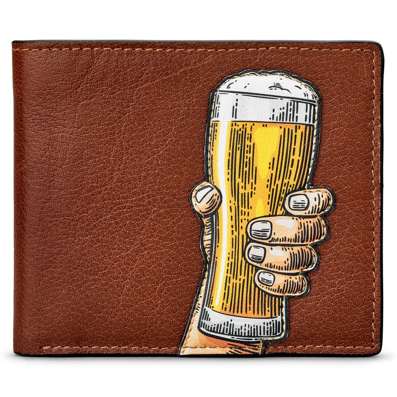 Yoshi Cheers Men's Leather Wallet, Genuine Brown Leather Wallet, RFID