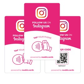 Social Media Followers Tap Card (3 PACK) with NFC & QR Code – Social Media Sign Cards for Business – Instant “Follow Us” – Reusable Taps or Scans – No App, No Subscription